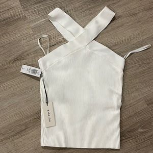Aritzia babaton white sculpt knit cross top size S